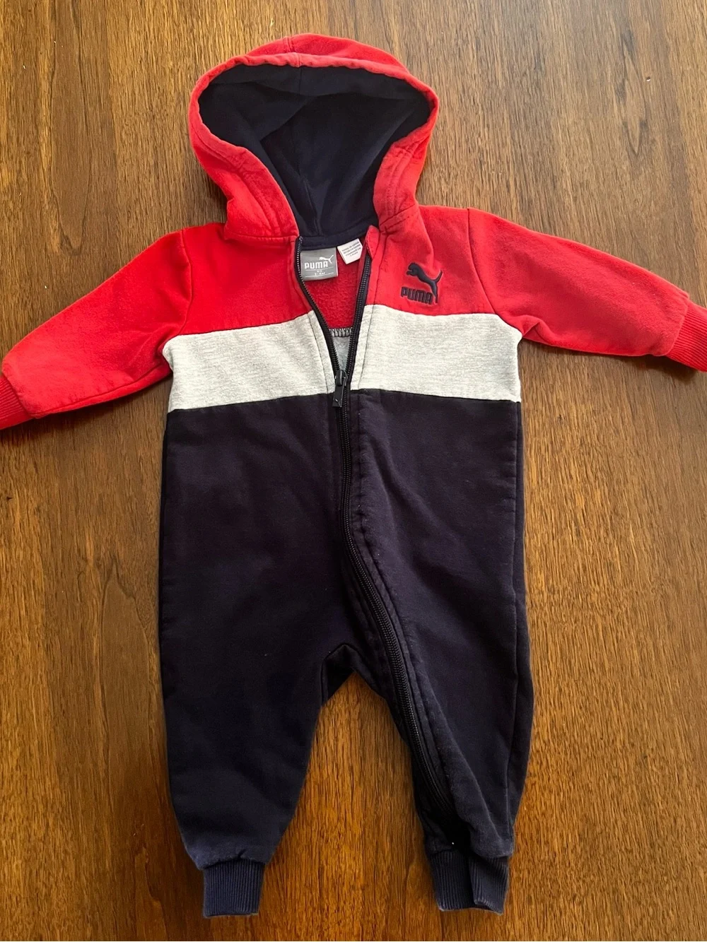 Puma Red & Navy Hooded One-Piece